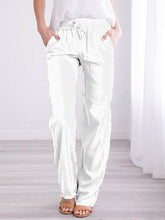 Load image into Gallery viewer, Pantalón casual de algodón y lino de gran tamaño para mujer

