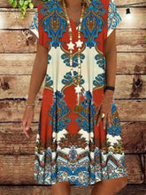 Load image into Gallery viewer, Vestido de manga corta con cuello en V para mujer
