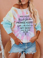 Load image into Gallery viewer, Way Maker Miracle Worker Promise Keeper Light In The Darkness Meu Deus É Quem Você É Camiseta estampada con efecto tie-dye
