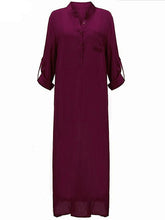 Load image into Gallery viewer, Vestido casual feminino de linho profundo
