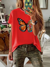 Load image into Gallery viewer, Women's Round Neck Butterfly Loose T-Shirt
