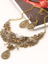 Load image into Gallery viewer, Conjunto de cadena de clavícula mariposa patrón étnico vintage
