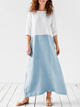 Load image into Gallery viewer, Vestido comprido em bloco com mangas 3/4
