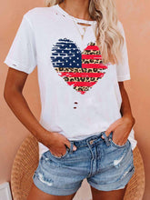 Load image into Gallery viewer, T-shirt casual feminina com estampa de leopardo do Dia da Independência
