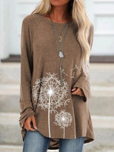 Load image into Gallery viewer, Women's Round Neck Dandelion Print Long Sleeve Top

