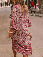 Load image into Gallery viewer, Vestido curto boêmio estampado retrô abotoado
