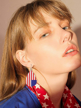 Load image into Gallery viewer, Leather Pendant Flag Earrings for Women
