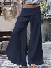 Load image into Gallery viewer, Calças grandes de algodão liso e linho para mulheres
