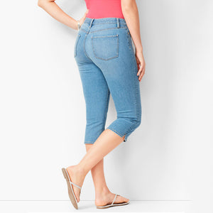 70s mid-rise stretch denim capri pants