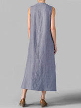 Load image into Gallery viewer, Women's sleeveless V-neck cotton and linen dress
