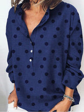 Load image into Gallery viewer, Camisa feminina casual com estampa de bolinhas soltas de manga comprida
