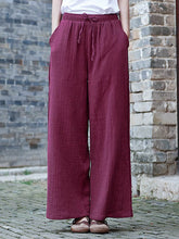 Load image into Gallery viewer, Calças largas de algodão com arco retro feminino
