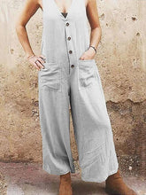 Load image into Gallery viewer, Solid Color Linen and Cotton Pocket Jumpsuit for Women
