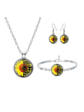 Load image into Gallery viewer, você é meu conjunto de brinco de colar de gemas do tempo do sol do girassol

