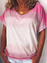 Load image into Gallery viewer, Camiseta feminina de manga curta gradiente tie-dye
