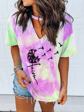 Load image into Gallery viewer, Women's Dandelion Faith Print Tie Dye V-Neck Top
