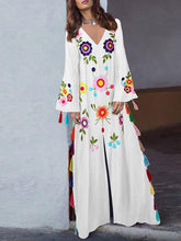 Load image into Gallery viewer, Bohemian dress with fringes color ladies

