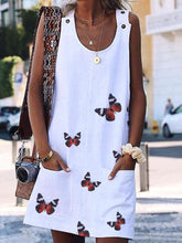 Load image into Gallery viewer, Sleeveless dress with butterfly print for women
