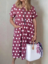 Load image into Gallery viewer, Vestido feminino de manga curta com estampa de bolinhas soltas

