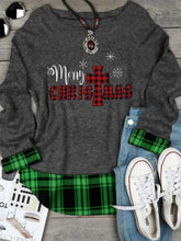 Load image into Gallery viewer, Camiseta feminina de costura xadrez feliz natal
