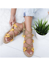 Load image into Gallery viewer, Flat hemp flat sandals for women
