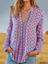 Load image into Gallery viewer, Blusa de manga larga con estampado boho de gran tamaño vintage
