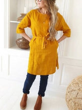 Load image into Gallery viewer, Vestido feminino de algodão e renda folgada
