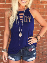 Load image into Gallery viewer, Camiseta feminina com estampa de letras MAMA LIFE
