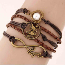 Load image into Gallery viewer, Pulsera trenzada multicapa retro Hope Letters Bird Friendship
