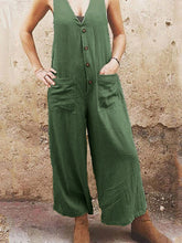 Load image into Gallery viewer, Solid Color Linen and Cotton Pocket Jumpsuit for Women
