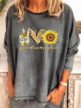 Load image into Gallery viewer, Camiseta casual extragrande con estampado de girasol
