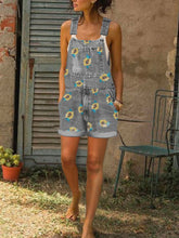 Load image into Gallery viewer, Macacão jeans feminino com estampa floral
