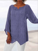Load image into Gallery viewer, Col V Lin Plain Casual Asymmetrical Sleeve 3/4 Smooth Tops
