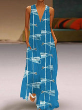 Load image into Gallery viewer, Sleeveless Casual V Neck Fish Print Dress
