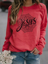 Load image into Gallery viewer, Long-sleeved sweater with Jesus mandala print
