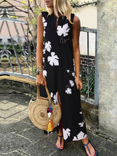 Load image into Gallery viewer, Vestido sin mangas con escote en V y abertura estampada
