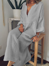 Load image into Gallery viewer, Vestido plus size em linho de algodão liso
