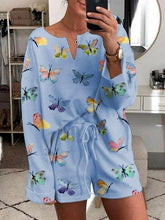 Load image into Gallery viewer, Butterfly Print V Neck Long Sleeve Pants Set
