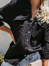 Load image into Gallery viewer, Camisa feminina de mangas compridas de algodão e linho

