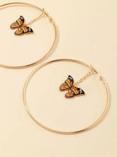 Load image into Gallery viewer, 1 Pair of Butterfly Hoop Earrings
