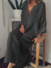 Load image into Gallery viewer, Vestido plus size em linho de algodão liso
