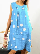 Load image into Gallery viewer, Women's sleeveless linen dress with dots
