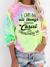 Load image into Gallery viewer, Das mulheres eu posso fazer todas as coisas em Cristo que me fortalece Filipenses 4:13 Imprimir Tie-Dye Top
