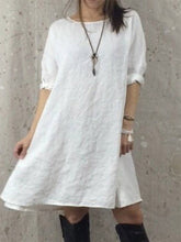 Load image into Gallery viewer, Women's Pure Color Cotton Short Sleeve Loose Dress
