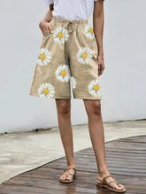 Load image into Gallery viewer, Shorts de mujer de algodón y lino de talla grande con estampado de margaritas
