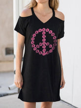 Load image into Gallery viewer, Women's Daisy Peace Sign Print Off Shoulder Dress
