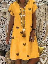 Load image into Gallery viewer, Cat Face Print Short Sleeve Women Dress
