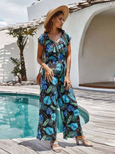 Load image into Gallery viewer, Loose-fit floral print ruffle jumpsuit
