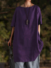 Load image into Gallery viewer, Short sleeve round neck tunic shirts
