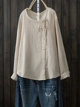 Load image into Gallery viewer, Jersey casual de algodón y lino de manga larga
